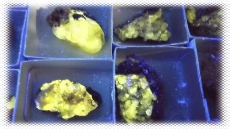 10 Piece Lot UV FLUORESCENT CERUSSITE CRYSTAL SPECIMENS w/ *GALENA *BARITE - Image 1 of 4