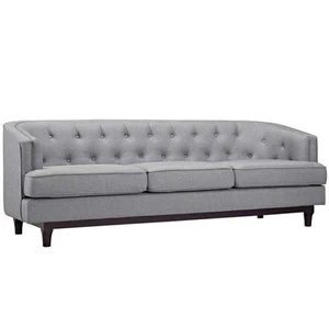 Modway Coast Modern Upholstered Polyester Fabric Sofa in Light Gray - Picture 1 of 4