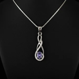 Colgante Tanzanita Natural Plata Esterlina Infinito Colgante Lágrima Joyería - Imagen 1 de 8