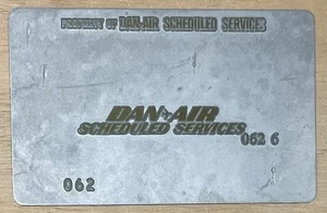 Vintage Dan Air Scheduled Service Romanian Airline Ticket Validation Plate - Picture 1 of 2