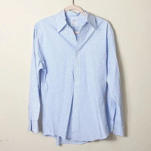Brooks Brothers Regent blue white gingham long-sleeves dress shirt 15 1/2 / 34 - Picture 1 of 9