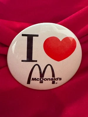 Vintage I Heart McDonald's Employee Pinback Button, Great Condition - Image 1 of 2