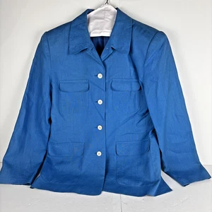 Blazer Talbots 100 % lino irlandés para mujer 6 azul claro • forrado de negocios/informal - Imagen 1 de 13