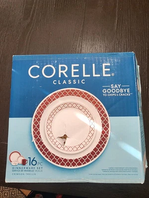 Corelle Classic 16pc Dinnerware Set Glass Fusion Chili New With Box NEW - Image 1 of 4