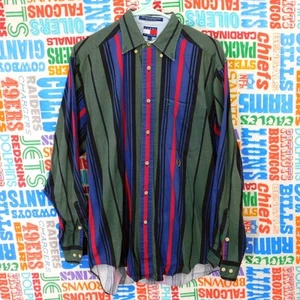 Vintage 90s Tommy Hilfiger Striped Multicolor Button Down Shirt Size S - Imagen 1 de 6