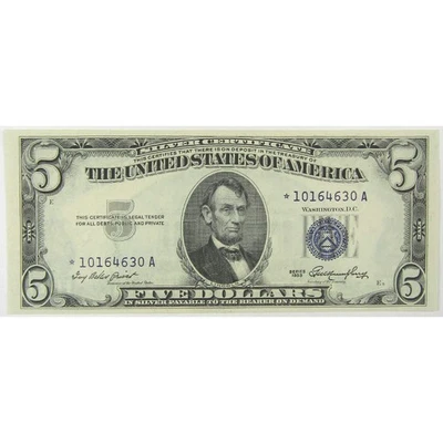 1953 $5 Small Size Silver Certificate Star Note CCU Uncirculated - Image 1 of 2