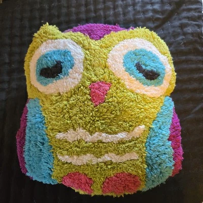 Multicolored 13' Fuzzy Owl Shaped Throw Pillow Kid's Home Textiles Decor Plush - Image 1 of 4
