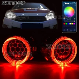 Honeycomb 2.5'' Bi xenon Projector Lens RGB LED Angel Eyes Bluetooth Headlight - Picture 1 of 5