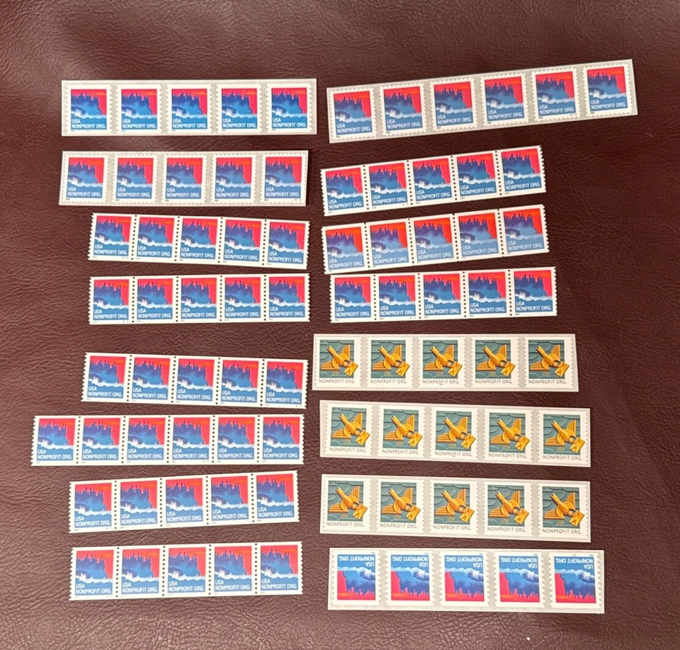 lot of 16 US non-profit stamp coil strips of 5 - Image 1 of 1