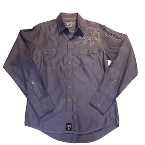 Wrangler Rock 47 Men's Long Sleeve Purple Pearl Snaps Size Med Pre-Owned NICE !! - Picture 1 of 4