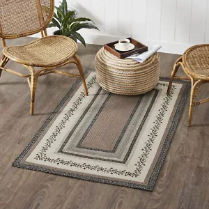 Farmhouse 36"x60" Area Rug Black Stenciled Floral Vine / Floor Decor VHC Brands - Picture 1 of 9