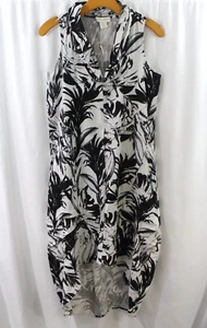 Cynthia Rowley Womens Black White Linen Blend Sleeveless High Low Dress S NWOT - Picture 1 of 6