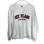 Six Flags Magic Mountain White Crewneck Sweatshirt, Large