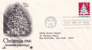 STAMP US SCOTT 2515 "Christmas Tree" 25 CENT 1990 FDC - E - Picture 1 of 1
