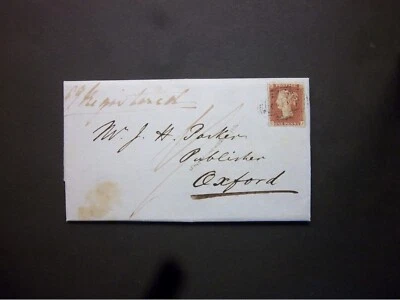 Berkshire 1848 QV 1d красный зарегистрированный 1/- весь 492 MAIDENHEAD номер в Оксфорд - Изображение 1 из 3