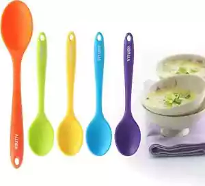 5PCS Silicone Serving Spoons Set, Heat Resistant Kitchen Spoons for Cooking, Mi - Picture 1 of 2