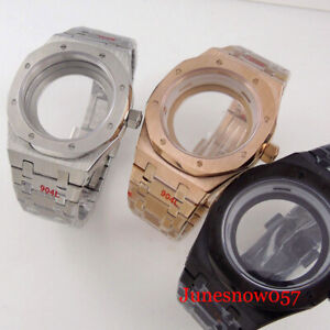 Brushed Black/Rose Gold/Sliver Watch Case 41MM Fit NH35 NH36 ETA2824 PT Sapphire