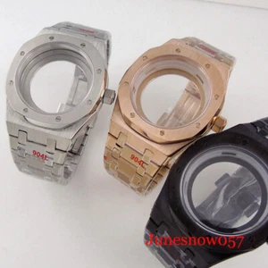 Brushed Black/Rose Gold/Sliver Watch Case 41MM Fit NH35 NH36 ETA2824 PT Sapphire - Picture 1 of 14