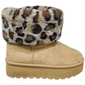 Stivali da neve doposci camel con fondo platform imbottitura pelliccia maculato - Foto 1 di 2