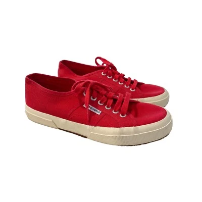 Zapatillas clásicas Superga 2750 Cotu para mujer 8 bajas rojas blancas de lona zapatos informales Foto 1 de 4