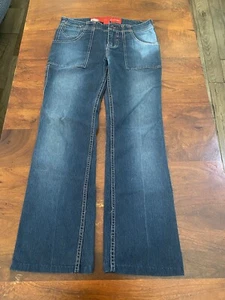 Eckored Stone Washed Ecko Denim Blue Jeans Flared Leg Womens Size 7 Unique Rare - Picture 1 of 16