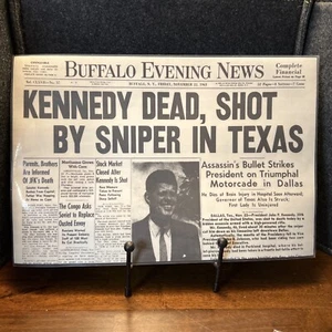 Newspaper Laminated Placemat 11x17" Buffalo Evening News Kennedy Assassination - Picture 1 of 2