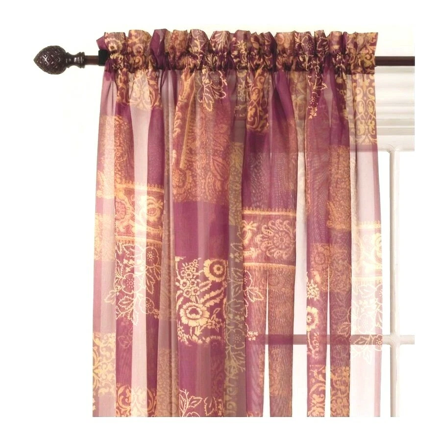 STYLE SELECTIONS Curtain Drape Elena SHEER 59 x 84"L Purple Gold Wine  0115146 - Image 1 of 4