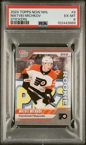2024 Topps Now NHL #9 Matvei Michkov Stickers Rookie RC PSA 6 - Picture 1 of 2