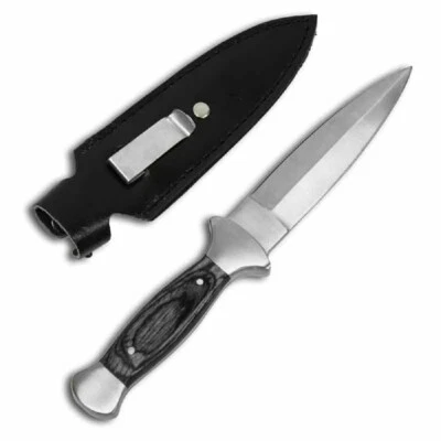 Boot Knife Black wood dagger full tang knife 9 1/2" overall +Sheath With Clip - Image 1 of 2