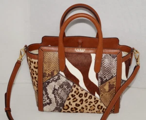 Cartera/Brossbody Ralph Lauren Auténtica Marrón Estampado Animal Cuero Becerro Nuevo con Etiquetas - Imagen 1 de 13