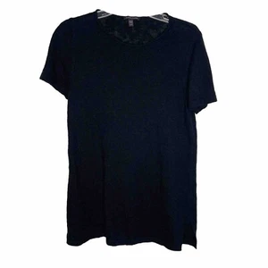 Eileen Fisher Size XS Black Organic Linen Cotton T Shirt Tee Tunic Top Long - Picture 1 of 6