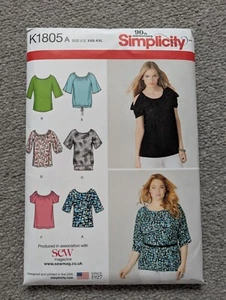 Simplicity K1805 Sewing Pattern, Size US XXS-XXL, Women’s Top, New, Unused Uncut - Picture 1 of 2