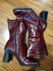 Reaction Kenneth Cole Burgundy High as Kite GoGo Style Leather Boots 9.5 - Picture 1 of 12