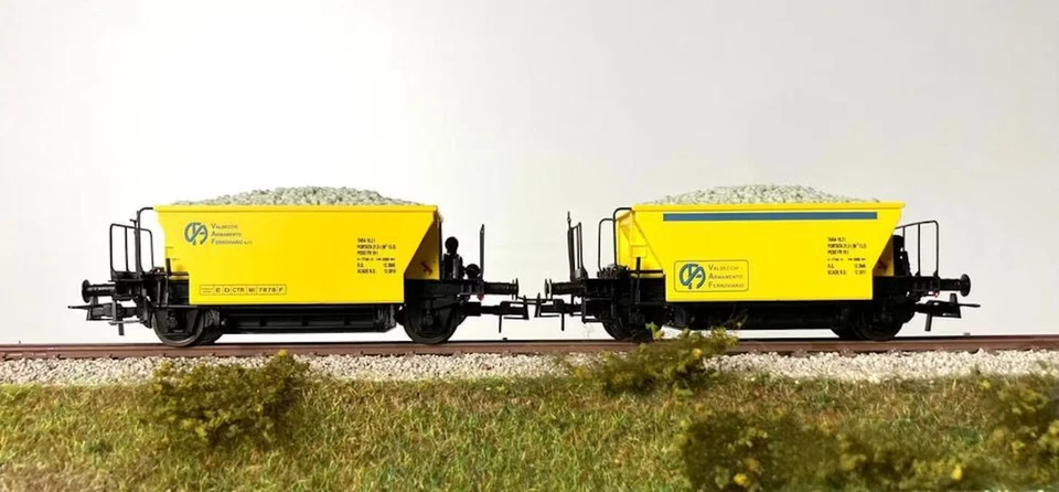 OS.KAR 4356 Set 2 carri ex VFcc FS Valsecchi Armamento Ferroviario livrea giallo