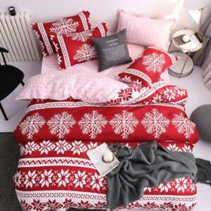 3D Rote Schneeflocke ZHUC2908 Bett Kissenbezüge Decke Bettdecke Abdeckung Set