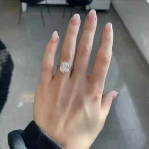 4 kt Cushion Cut Lab Created Diamant Ehering Verlobungsring 14 kt Weißgold vergoldet - Bild 1 von 4