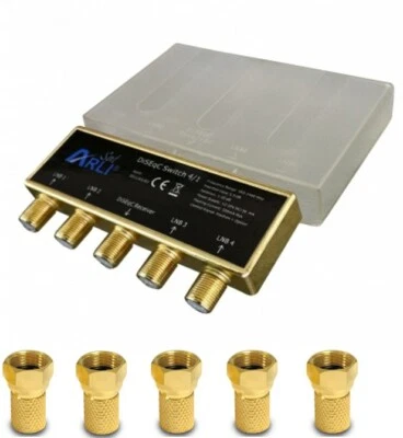 DiSEqC-Schalter ARLI  4/1 mit Wetterschutz SAT Umschalter Switch LNB HD 3D 4K - Bild 1 von 4