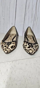 Sam Edelman Rivera Size 6.5M Leopard Print Calf Hair Pointed Toe Ballet Flats - Picture 1 of 15