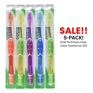 SALE! 5-PACK! GUM 525 Technique Deep Clean Toothbrush, Compact Soft - Picture 1 of 1