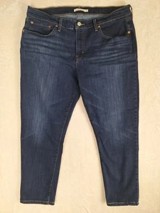 Levi's Boyfriend Fit Jeans Women's Size 33 Dark Wash 36x25 Crop Ankle Tapered - Picture 1 of 12