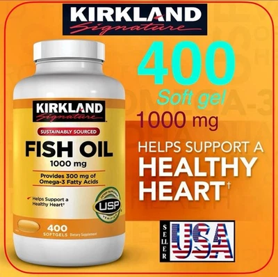 Aceite de pescado, 400 geles blandos, 1000 mg, Kirkland Signature, Omega 3 Foto 1 de 4
