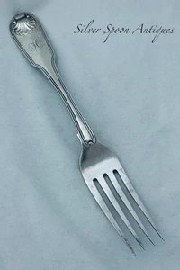 Fiddle Shell & Thread Sterling Table Fork, Eley, Fearn & Chawner, London, 1809 - Picture 1 of 4