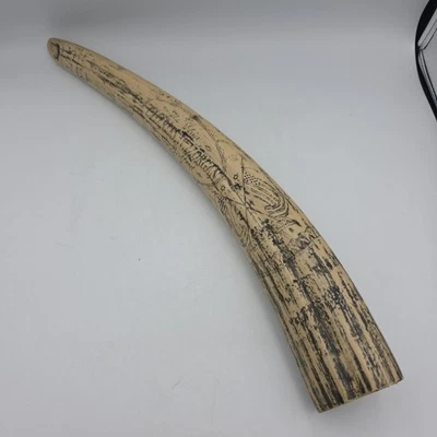 Colmillo de morsa Scrimshaw RÉPLICA DE RESINA el barco "Charles W Morgan" Nuevo Bedford 21" Foto 1 de 4