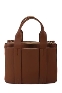 Moda Luxe Womens Leather Gold Tone Zipper Closure Satchel Shoulder Handbag Brown - Picture 1 of 7
