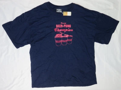 STEVE & BARRY'S МУЖСКОЙ XL ФУТБОЛКА ГРАФСТВО ПИВО ПОНГ ЧЕМПИОН ВИНТАЖНЫЙ НОВЫЙ С ЯРЛЫКАМИ - Изображение 1 из 4