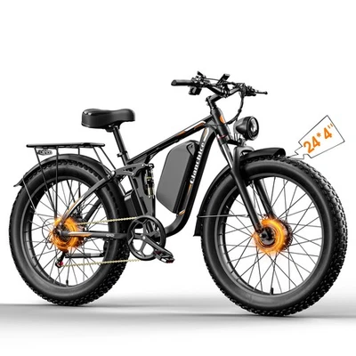 Bicicleta Eléctrica 24" Doble Motor 4000W 52V 34AH Ebike FatTire 45MPH Bicicleta Eléctrica Foto 1 de 4