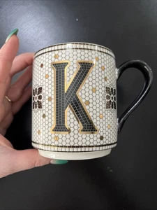 ANTHROPOLOGIE Bistro Fliese MARGOT Becher Tasse Initiale K Tee Kaffee Monogramm - Bild 1 von 8