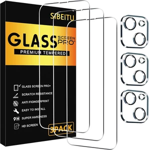 3 Pack Screen Protector for Iphone 13 with 3 Pack Camera Lens Tempered Glass Pro - Picture 1 of 7