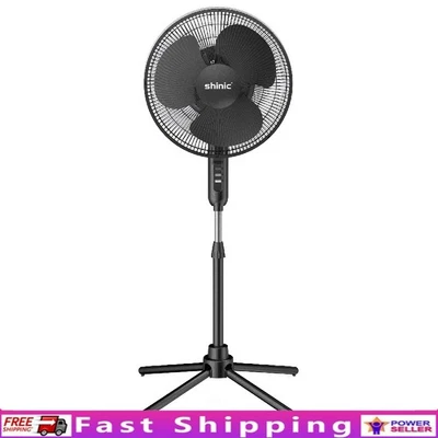 16-дюймовый колебательный пьедестальный вентилятор 3 скорости регулируемая высота портативный тихий новый - Изображение 1 из 4