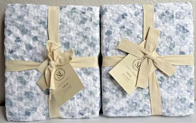 Fundas de almohada Southern Living Greer 2 KING 100 % algodón azul blanco Foto 1 de 4